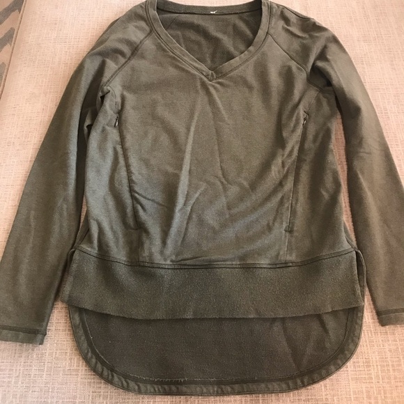 lululemon athletica Tops - Lululemon v-neck olive green sweatshirt